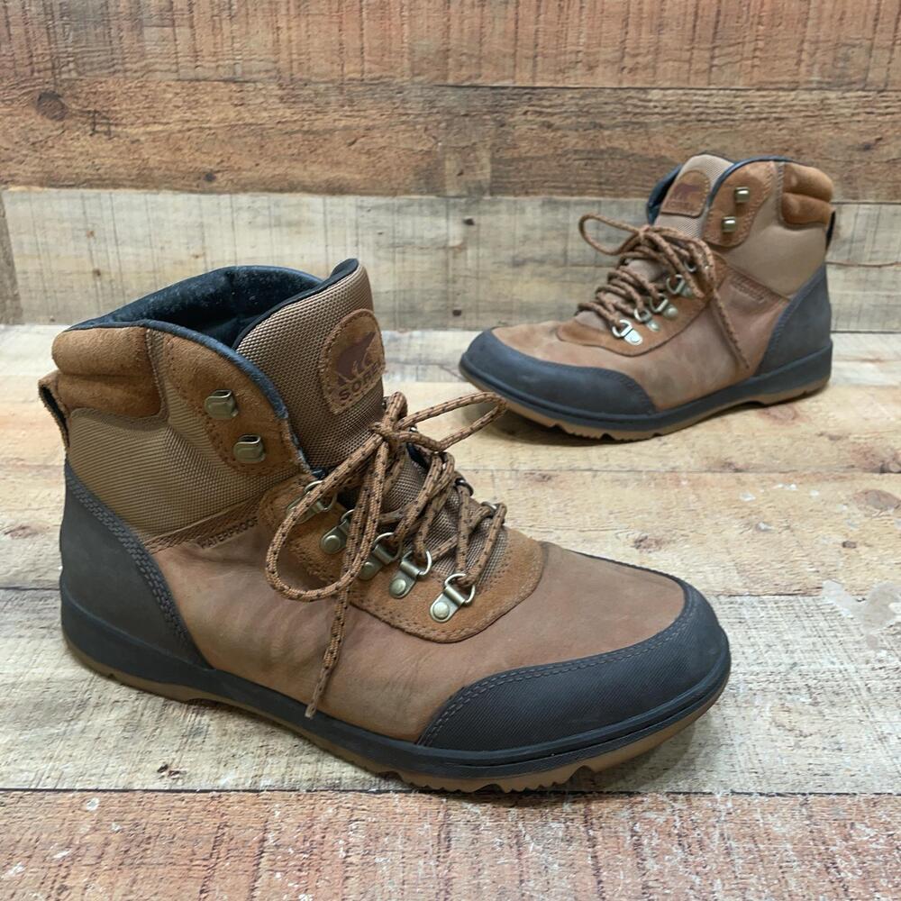 Sorel Snow Boots Mens Size 10.5 43.5 Brown Leather Winter Lace Up NM4981-242